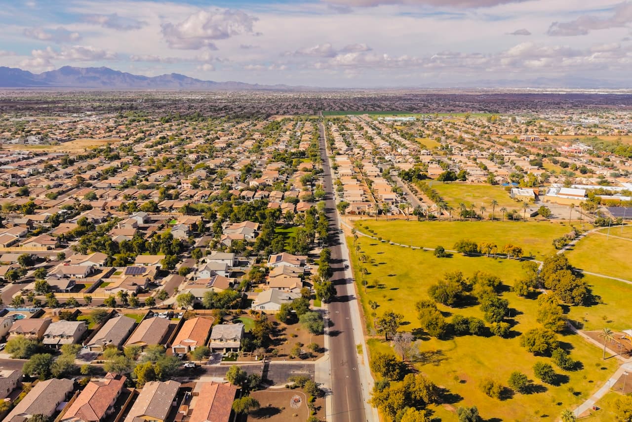 Aerial view of a Long Island neighborhood Shineback serves across Nassau and Suffolk County
